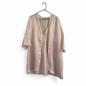 Val Mode Lingerie Pink Floral Robe & Slip Dress Set